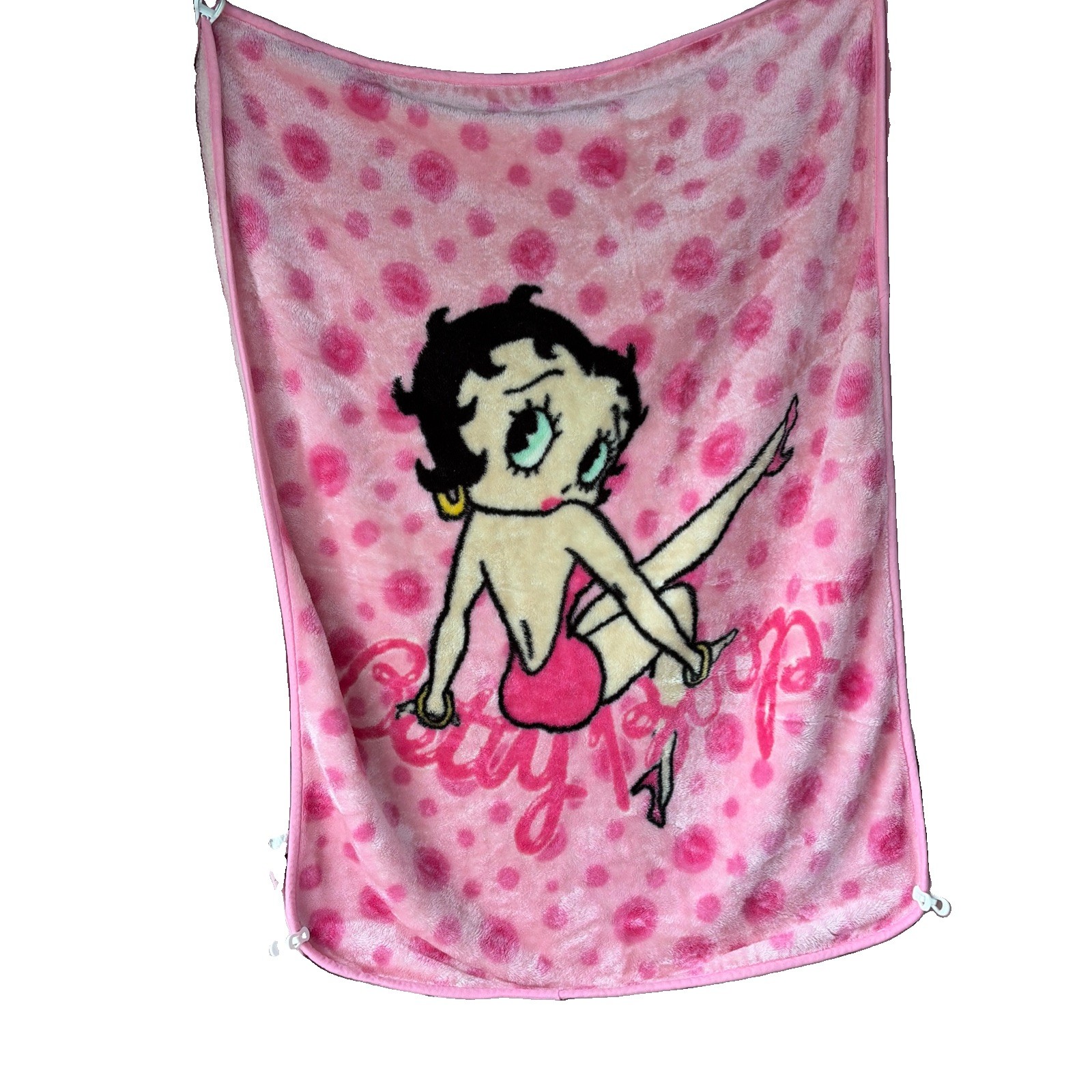 Vtg 90s Betty Boop Pink Plush Throw Blanket Cartoon Hearts Bubbles - 43” X 56” Vtg 90s Betty Boop Pink Plush Throw Blanket Cartoon Hearts Bubbles - 43” X 56”