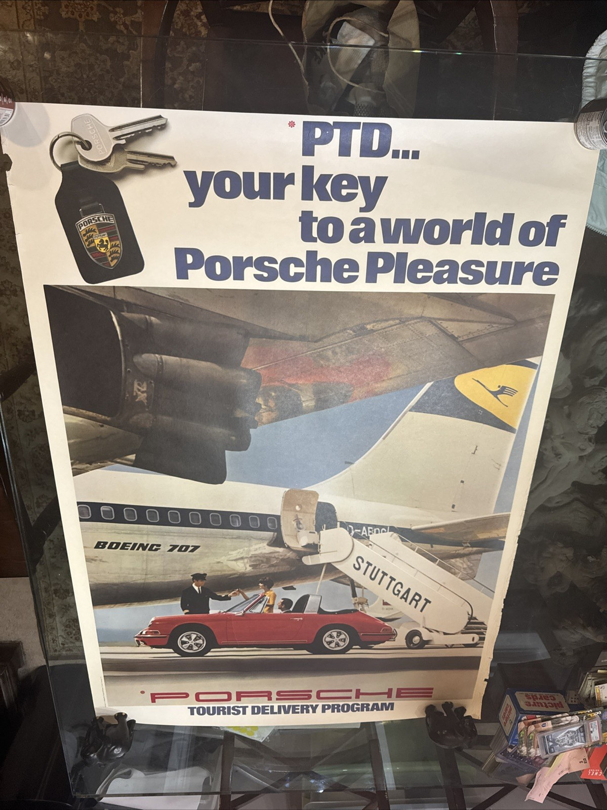 1967 Porsche Factory Tourist Delivery showroom poster ~ ORIGINAL