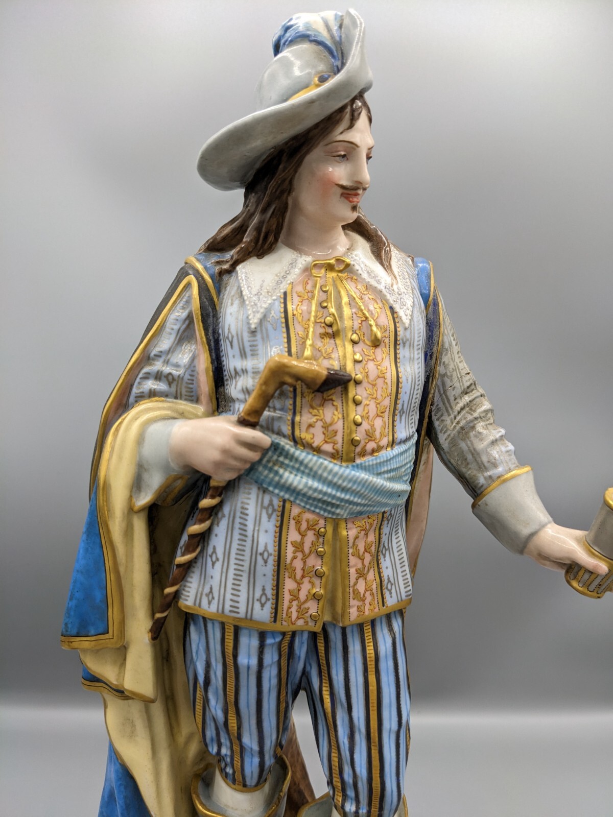 Large Antique French Sevres Paul Duboy Musketeer Porcelain Figurine 13.5 Large Antique French Sevres Paul Duboy Musketeer Porcelain Figurine 13.5