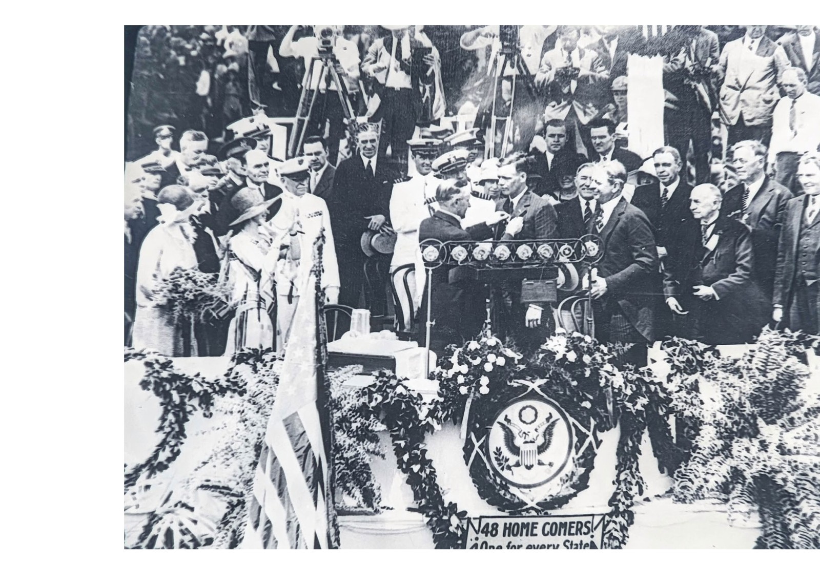 1927 President Coolidge Awards Charles Lindbergh Medal Glass Negative OOAK