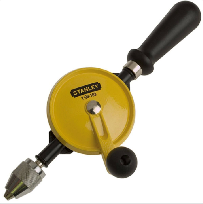 New Stanley Double Pinion 1-8mm Hand Crank Drill with Die Cast Frame & Wheel