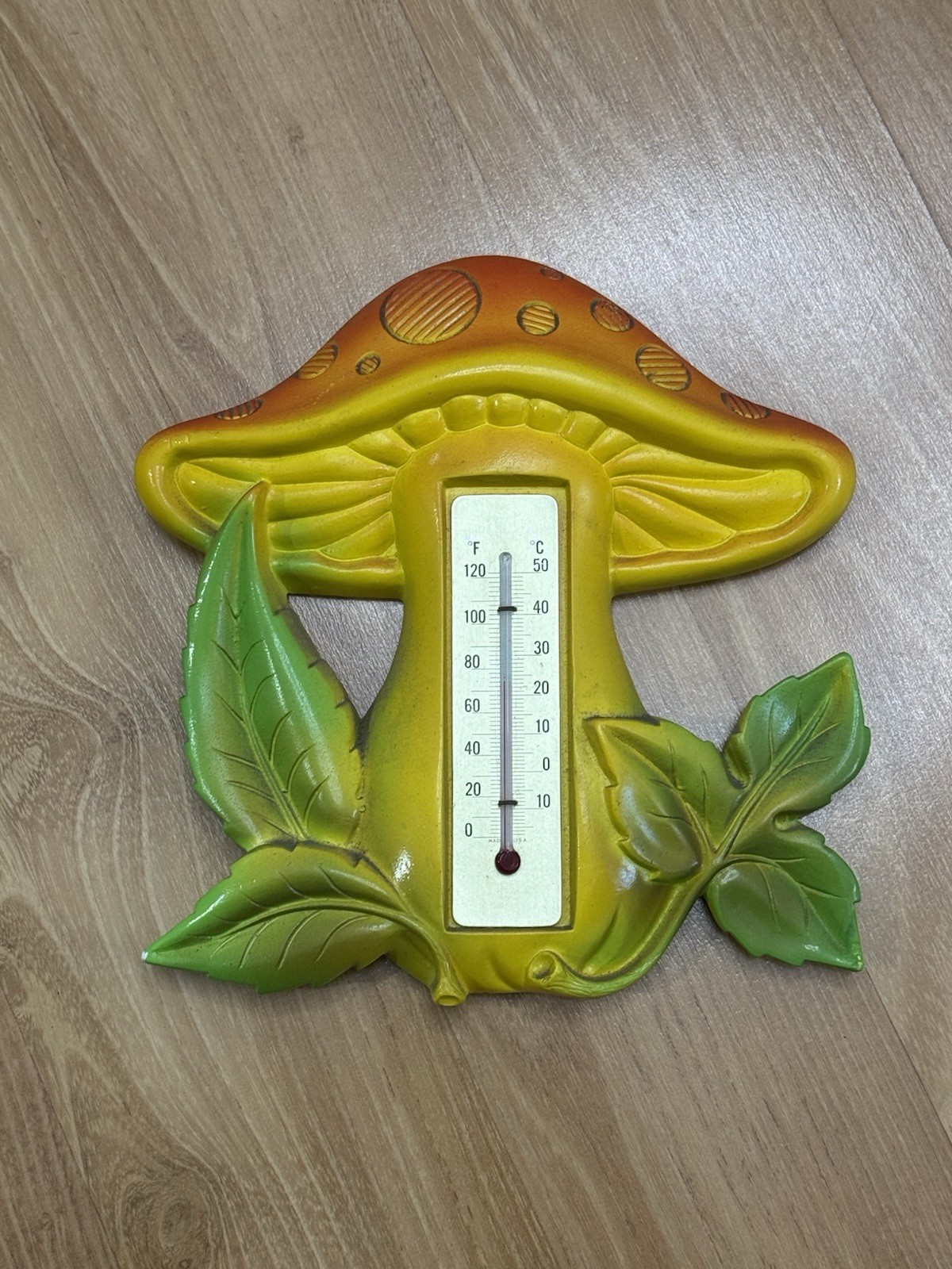 MCM Mushroom Chalkware Miller Studio 1978 Thermometer Vintage