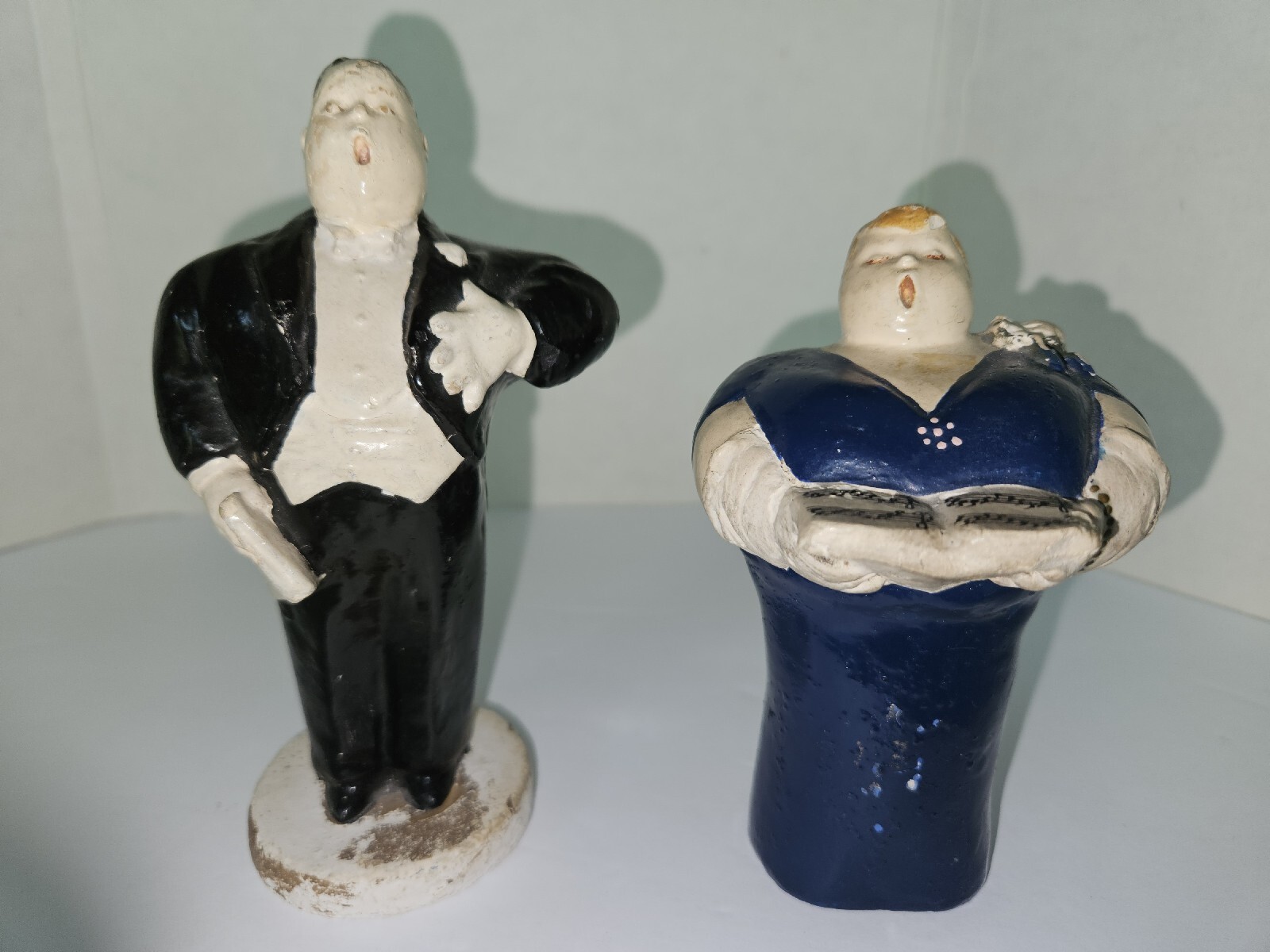 Zellie Original  Vintage Chalkware Opera Singer Figures 1944 Signed
