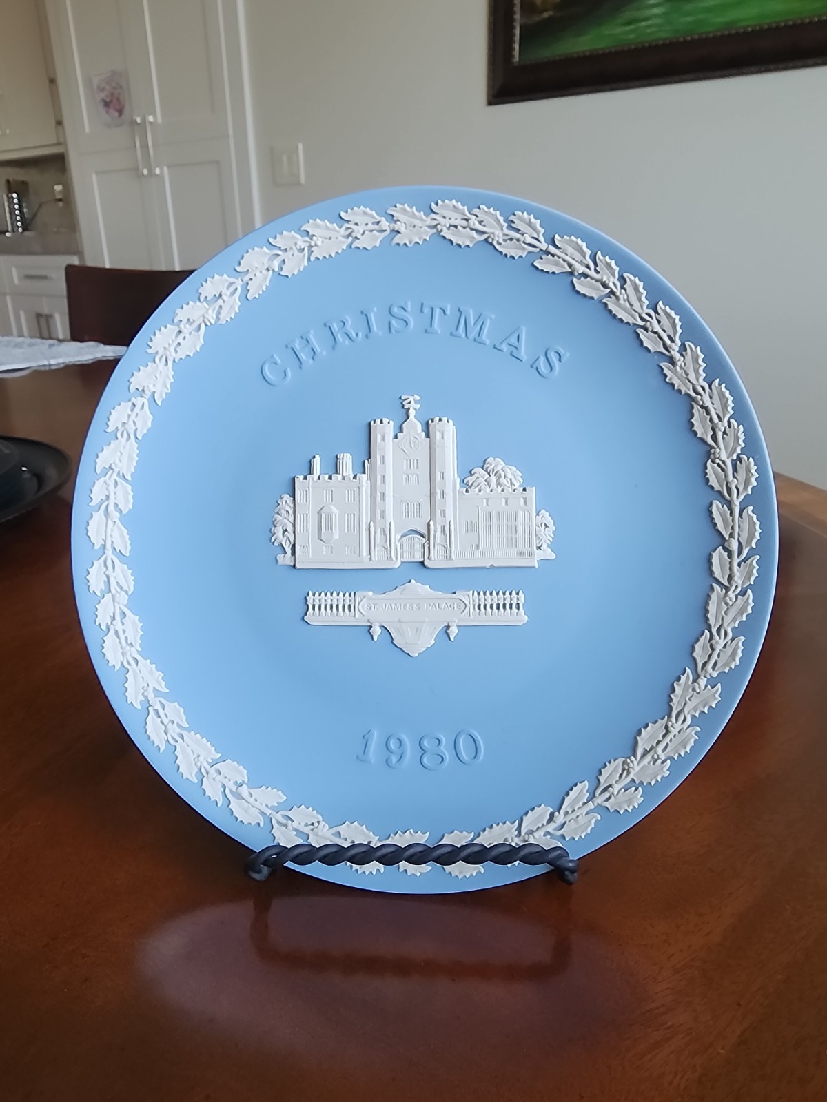 1980 Wedgwood Blue Jasperware 8” Annual Christmas Plate-St. James’s Palace