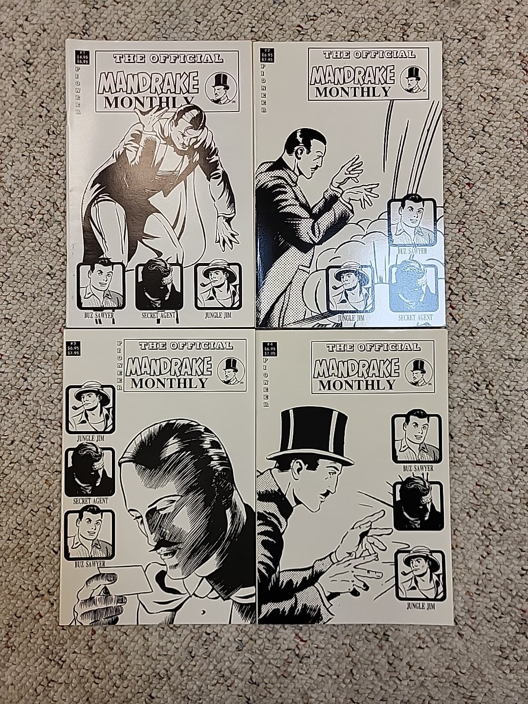 Official Mandrake Monthly #1-4 1989 White Cover Official Mandrake Monthly #1-4 1989 White Cover