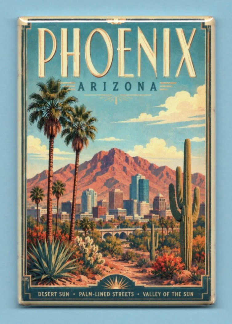 PHOENIX ARIZONA TRAVEL POSTER *2X3 FRIDGE MAGNET* SOUTHWEST DESERT VALLEY OF SUN