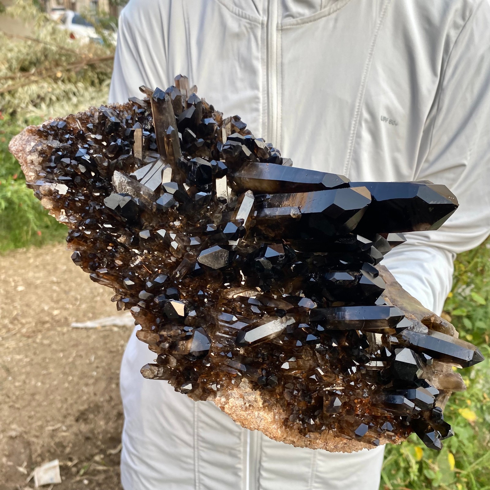 17.39LB Large Natural Black Smoky Quartz Crystal Cluster Raw Mineral Specimen