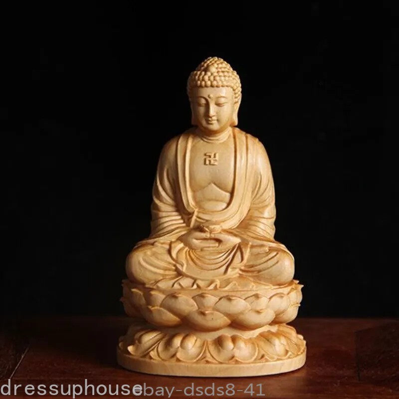 Taihang Cliff Cypress Wood Carved Bring Wealth and Good Luck Buddha Decor Taihang Cliff Cypress Wood Carved Bring Wealth and Good Luck Buddha Decor