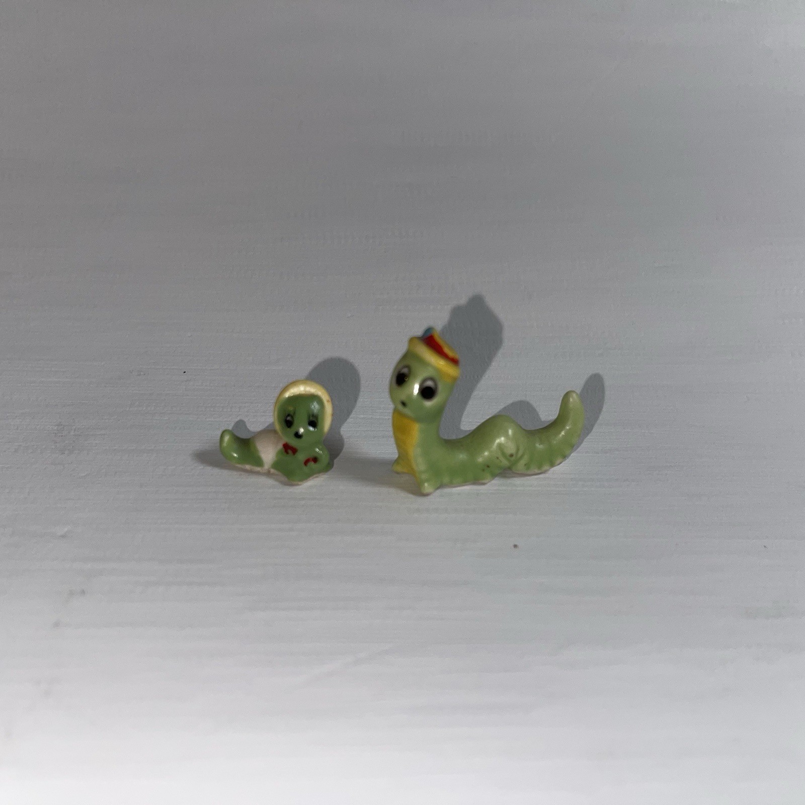 2 Vintage Josef Originals Japan Inchworm Figurines  - 1960\'s