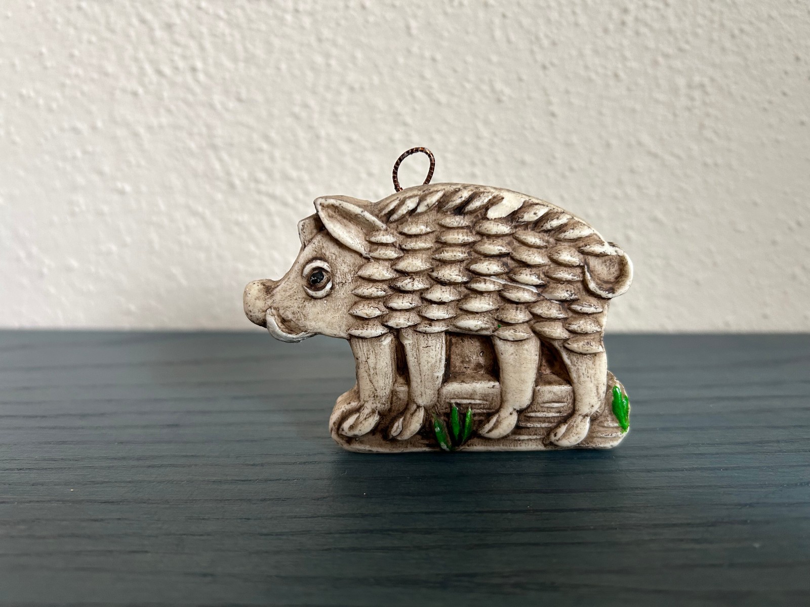 Vintage Hand-Crafted Wild Boar Figurine Ornament Folk Art Farmhouse Artisan