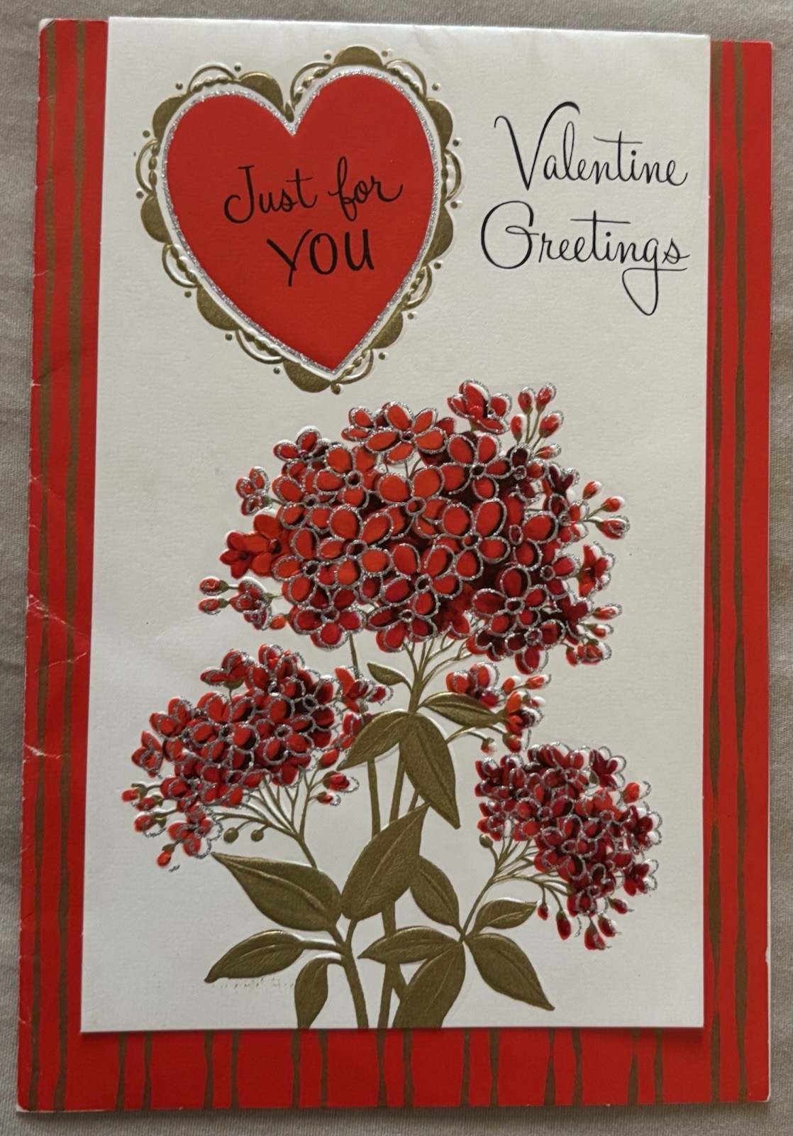 UNUSED 1940’s Forget Me Not Happy Valentines Day Greeting Card Vintage