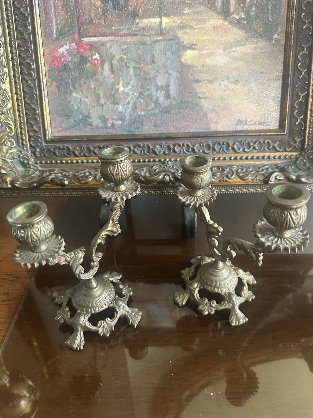 Antique Candelabra iron Rustic French -style -Gothic
