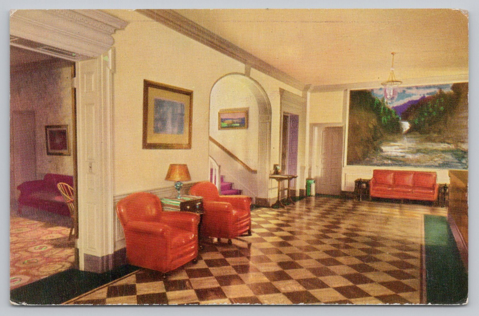 Postcard Lobby of Hotel Beech-Nut Canajoharie New York
