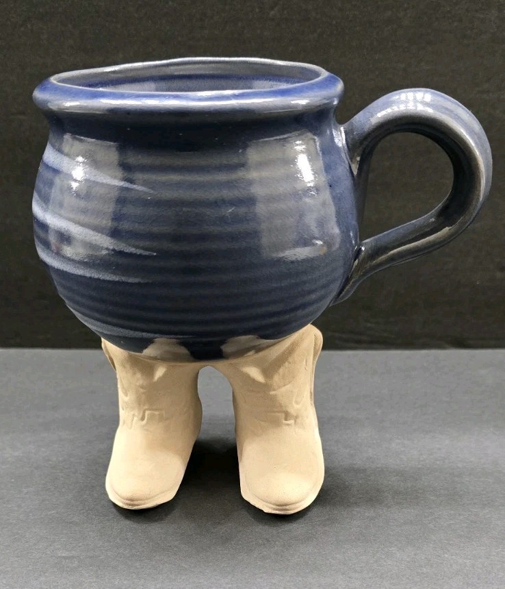 Vintage MUDDY WATERS Cowboy Boots/Ugly Foot Mug - Blue - CERAMIC POTTERY Cup Vintage MUDDY WATERS Cowboy Boots/Ugly Foot Mug - Blue - CERAMIC POTTERY Cup