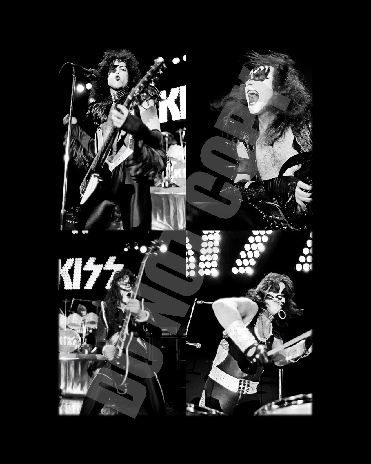 1975 KISS Gene Simmons Paul Stanley Ace Frehley Peter Criss Collage 8x10 Photo