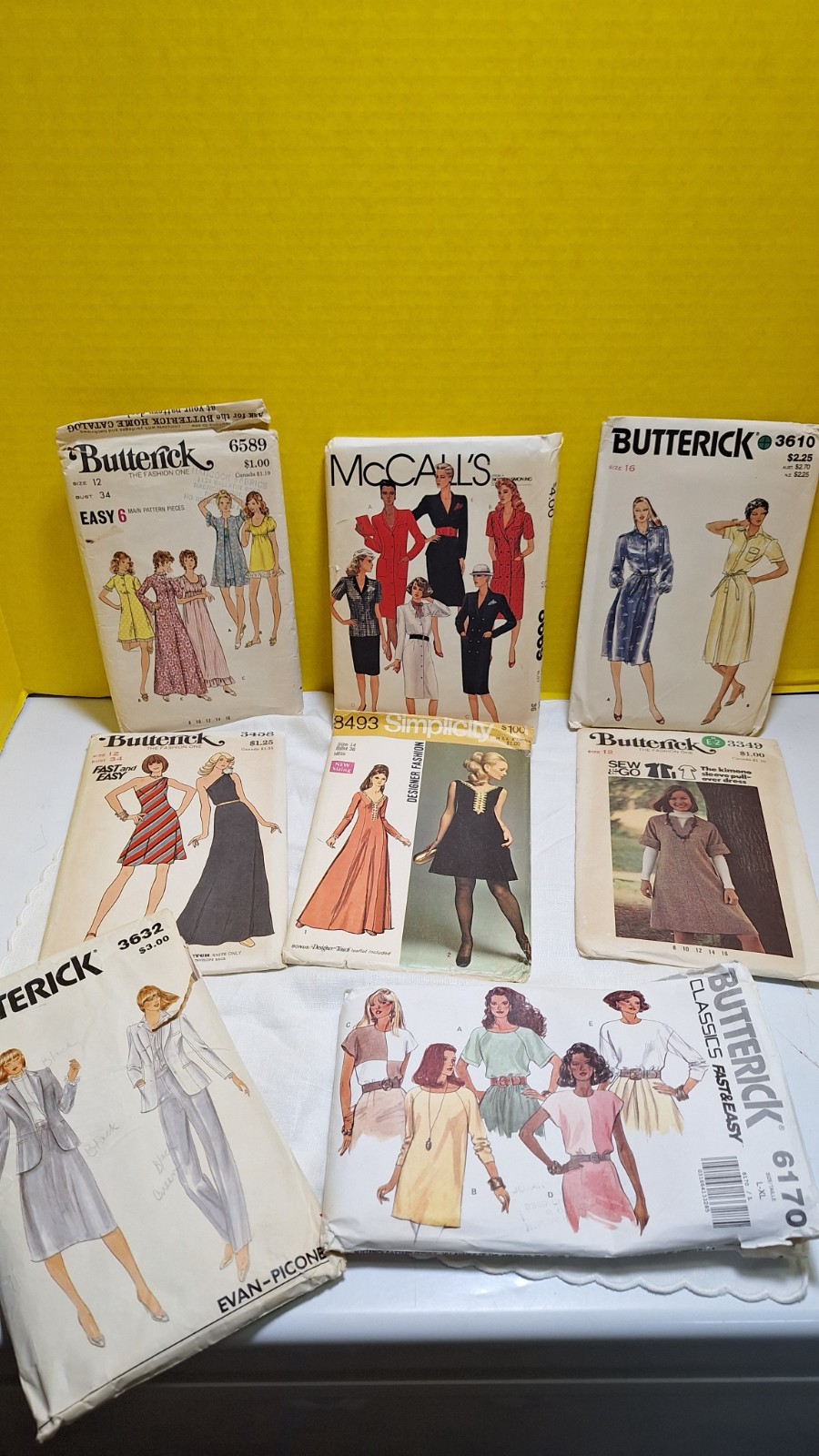Vintage Sewing Pattern Lot of 8– Butterick, McCall's, Simplicity 1970s & 1980s Vintage Sewing Pattern Lot of 8– Butterick, McCall's, Simplicity 1970s & 1980s