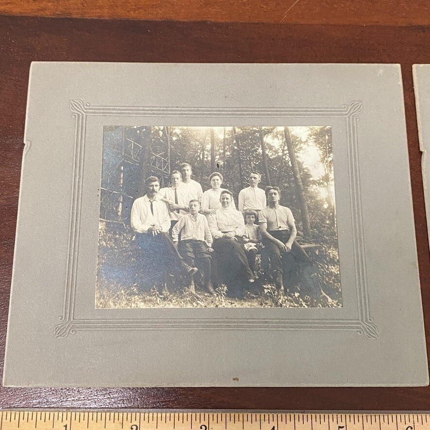 2 1900s Cabinet Card Photos of a Family Outside Mountain Home