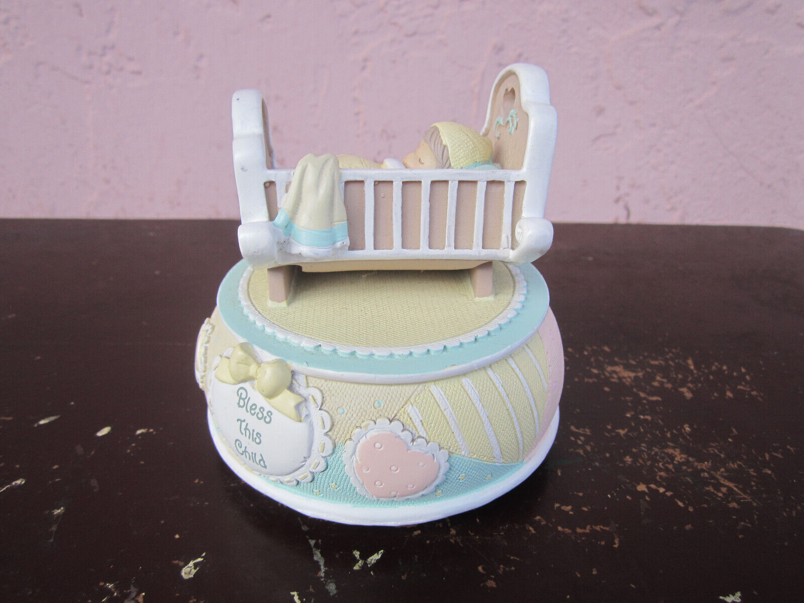 Precious Moments - Baby In Crib Figurine Rocking - Musical For Sale