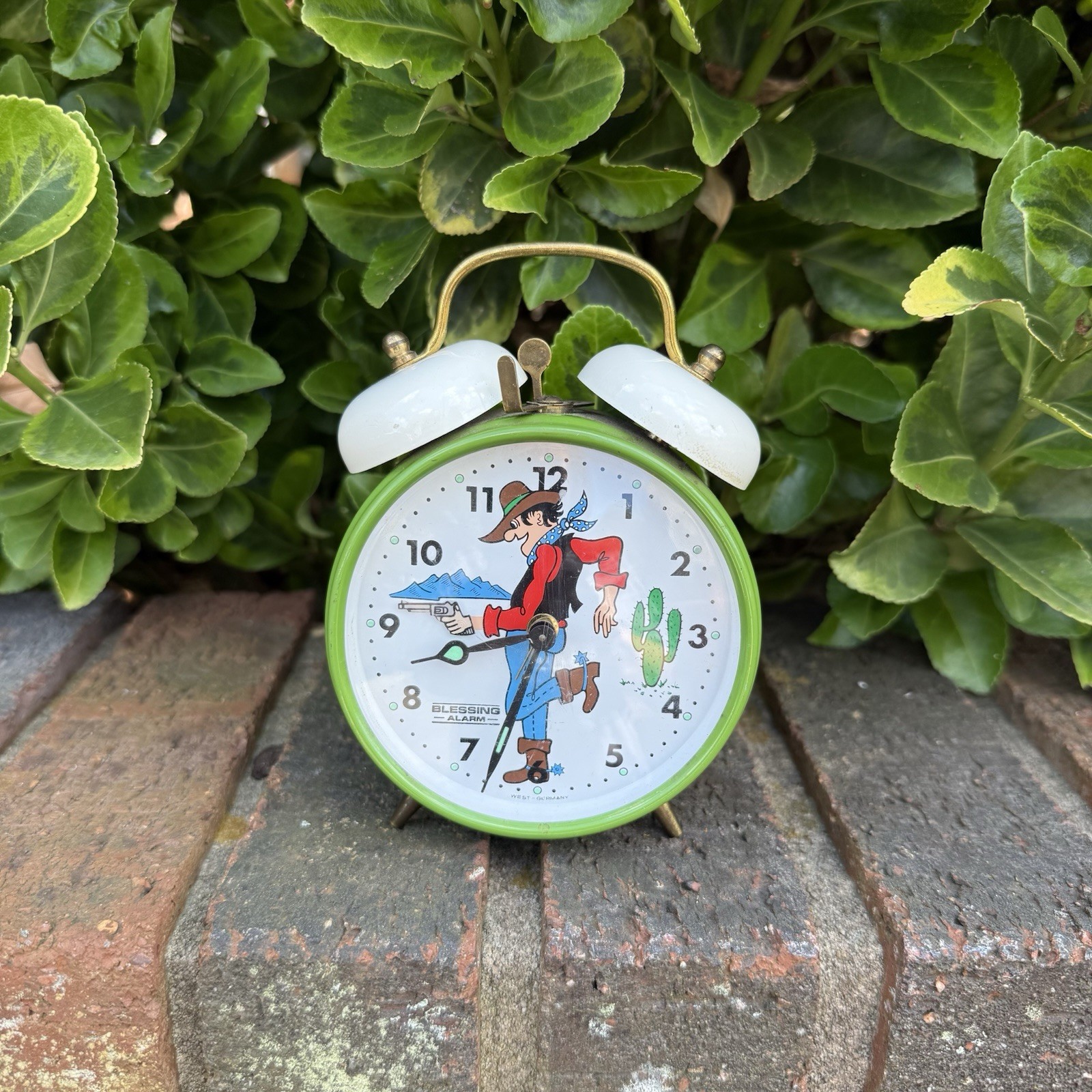 Vintage Blessing Alarm Clock Cowboy Wind Up West Germany Tested & Working