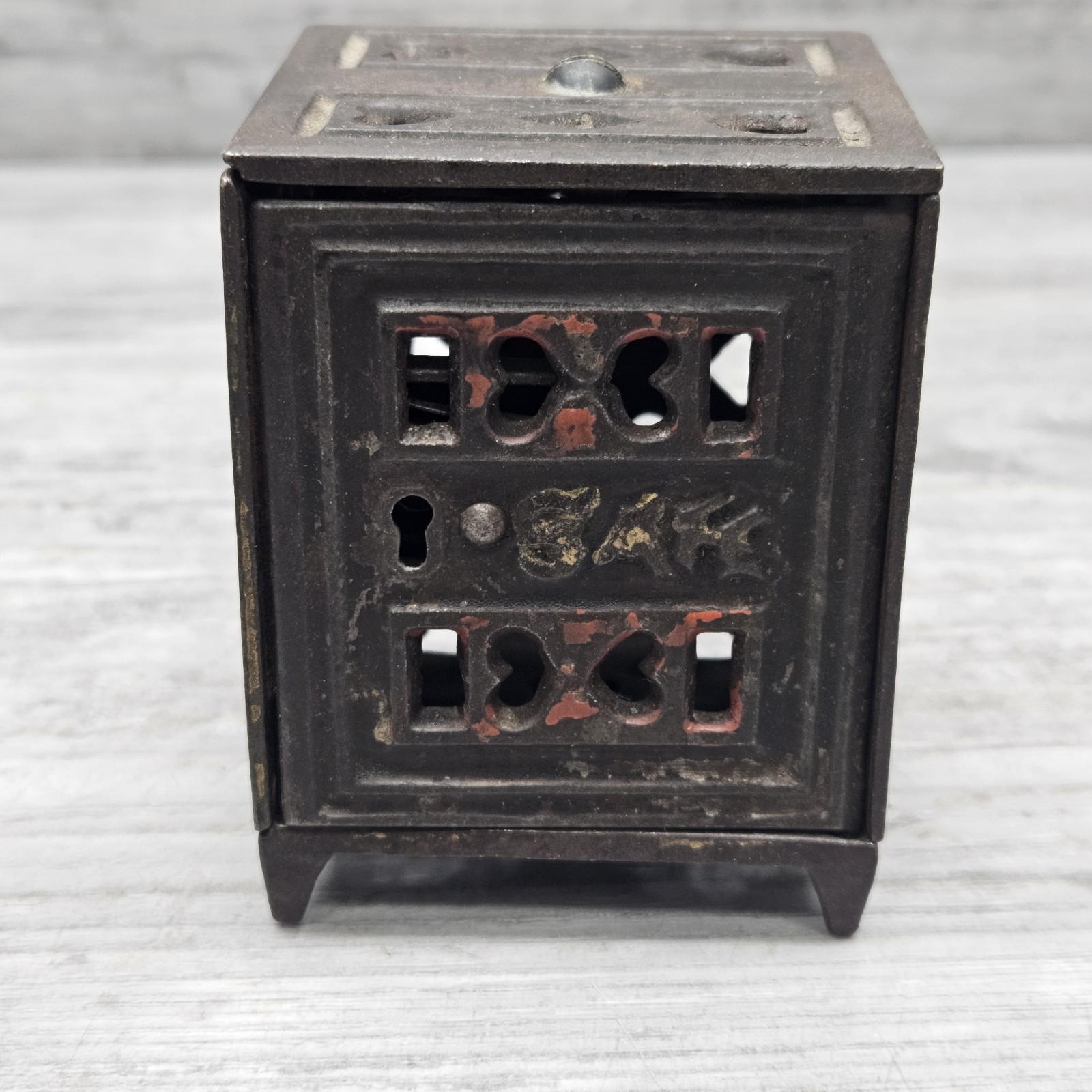 Antique Vtg 1891 Cast Iron Toy Coin Bank Safe J. & E. Stevens NO KEY Antique Vtg 1891 Cast Iron Toy Coin Bank Safe J. & E. Stevens NO KEY