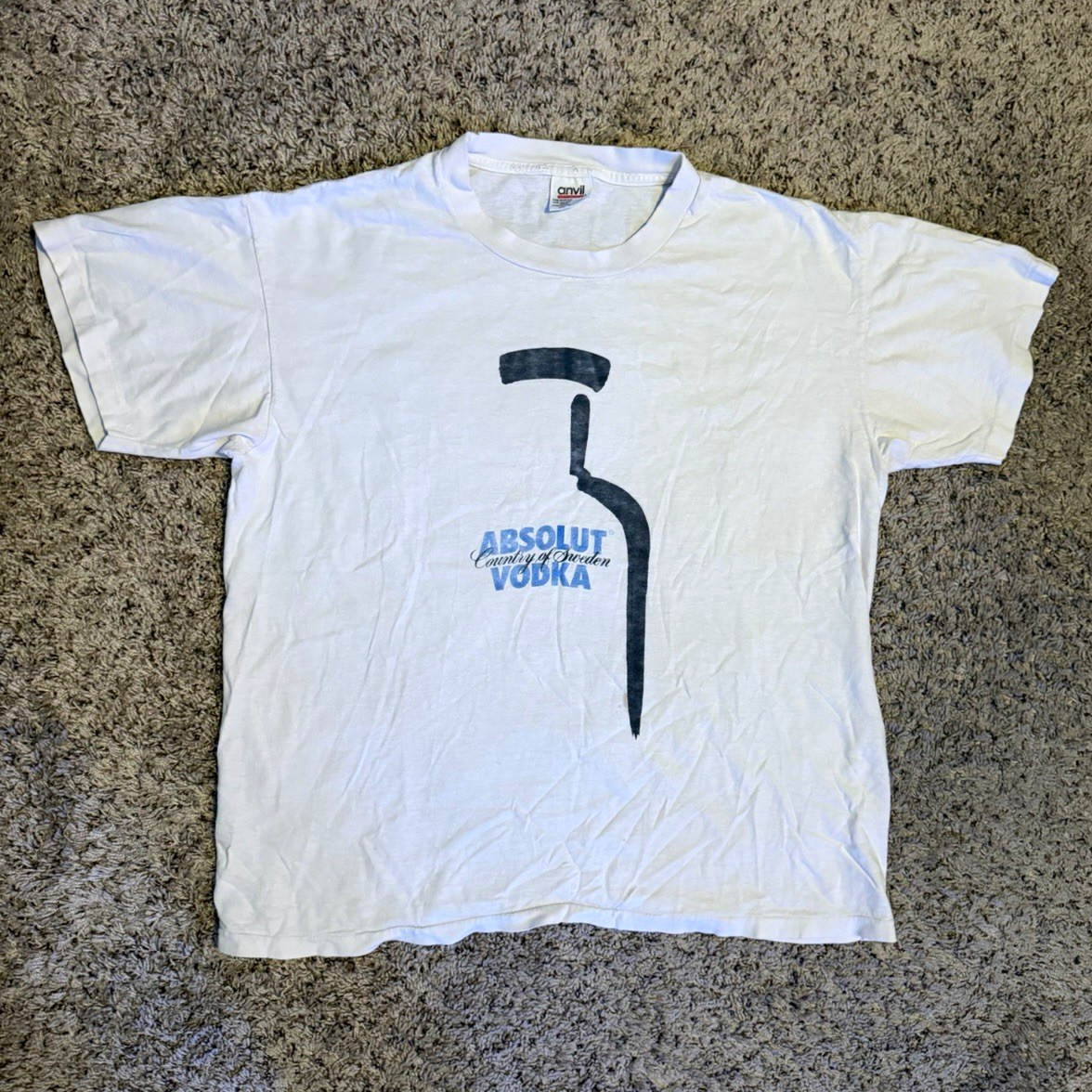 Vintage 90’s Men’s L Absolut Vodka Country of Sweden Advertising T-Shirt White