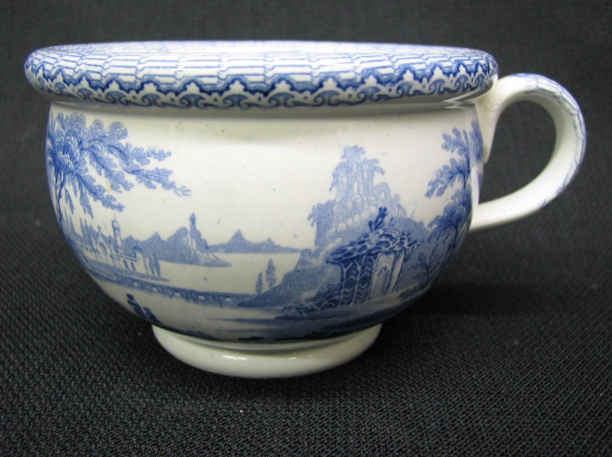 Rare 19th Century Child's / Toy Staffordshire Blue Transferware Chamberpot; 1840