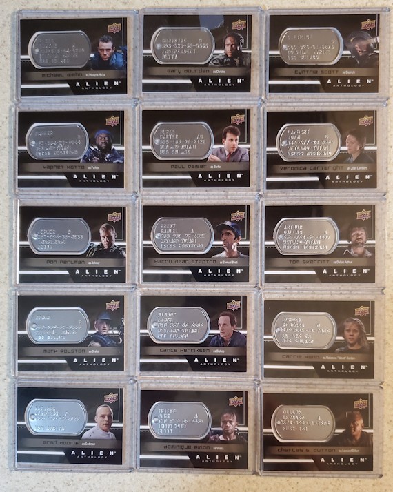 2016 Alien Anthology Space Marine Dog Tag 15 Card Complete Set Upper Deck 2016 Alien Anthology Space Marine Dog Tag 15 Card Complete Set Upper Deck