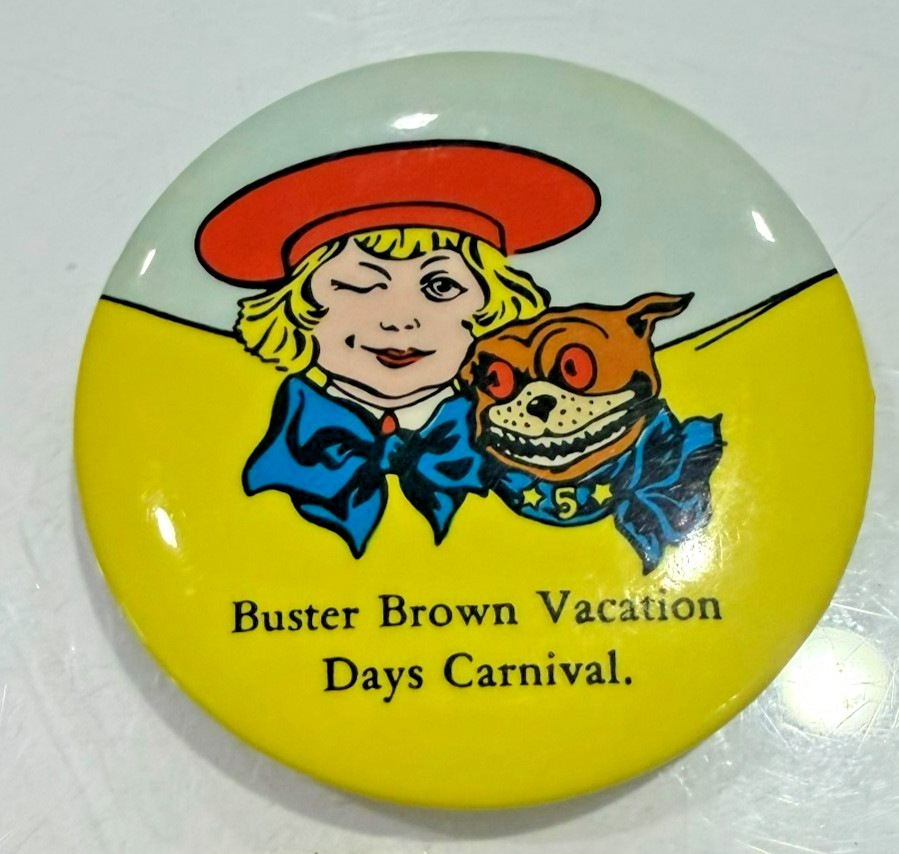 1212 ~ NOS 1946 Buster Brown Vacation Days Carnival Pocket Adverting Mirror Vint
