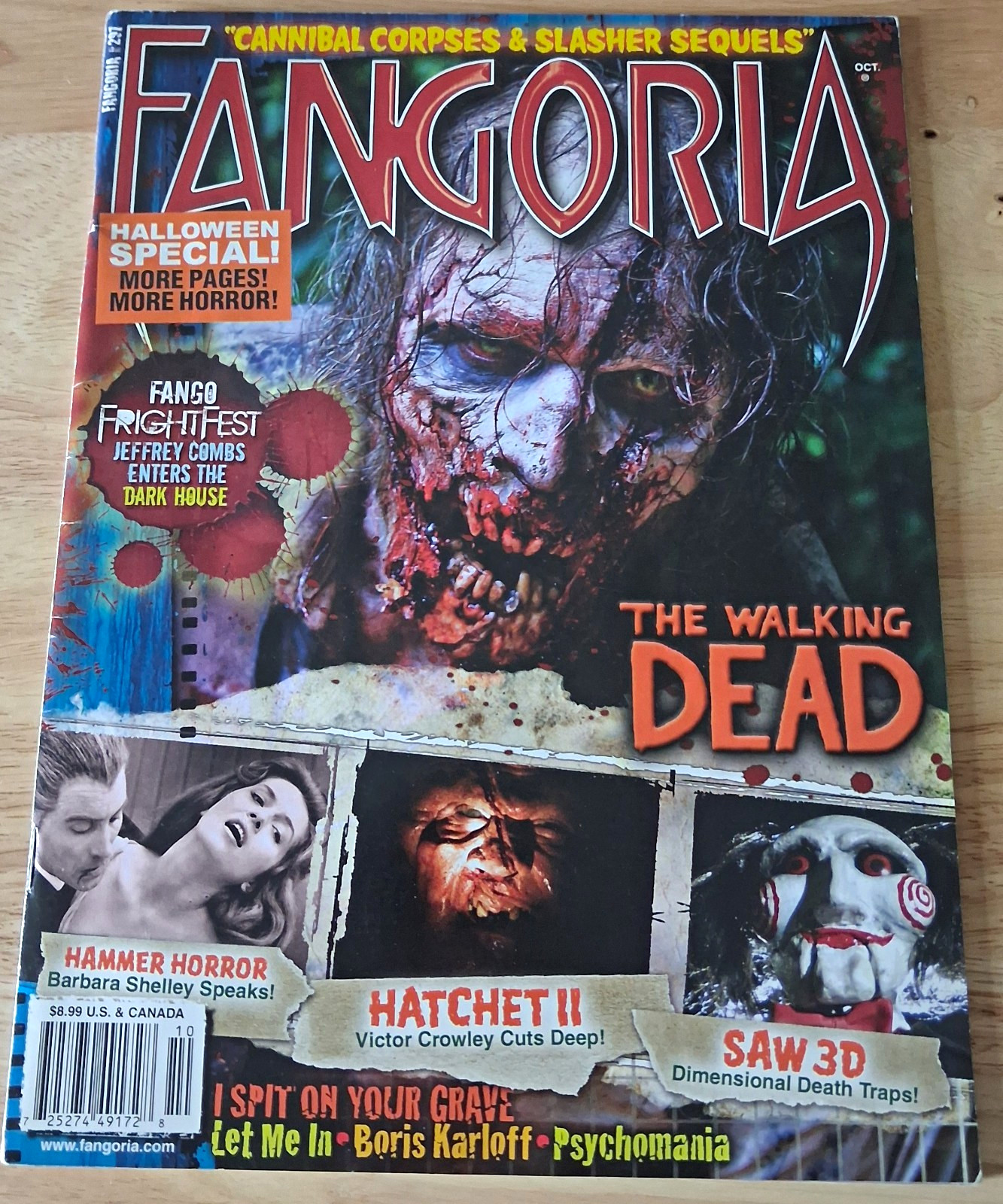 Fangoria Magazine Issue 1 Oct 2010 Walking Dead Hatchet II Saw 3D