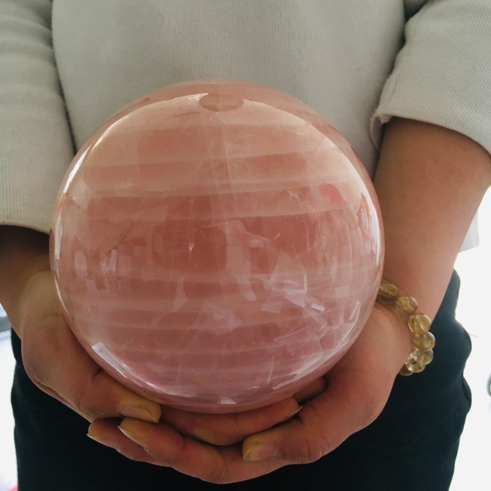 9.1LB Natural High-Grade Rose Quartz Sphere Healing Crystal Ball for Home Decor