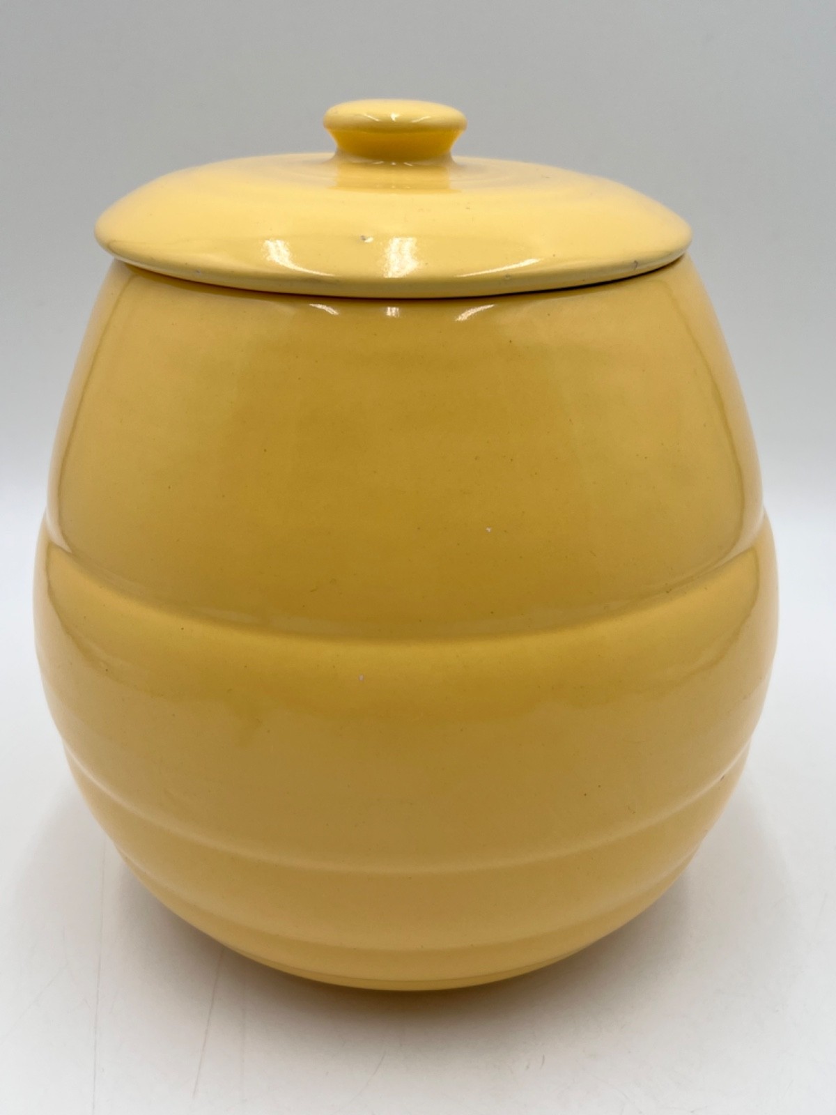 Vintage Bauer Pottery Yellow Cookie Jar Canister w/ Lid Los Angeles #37 USA