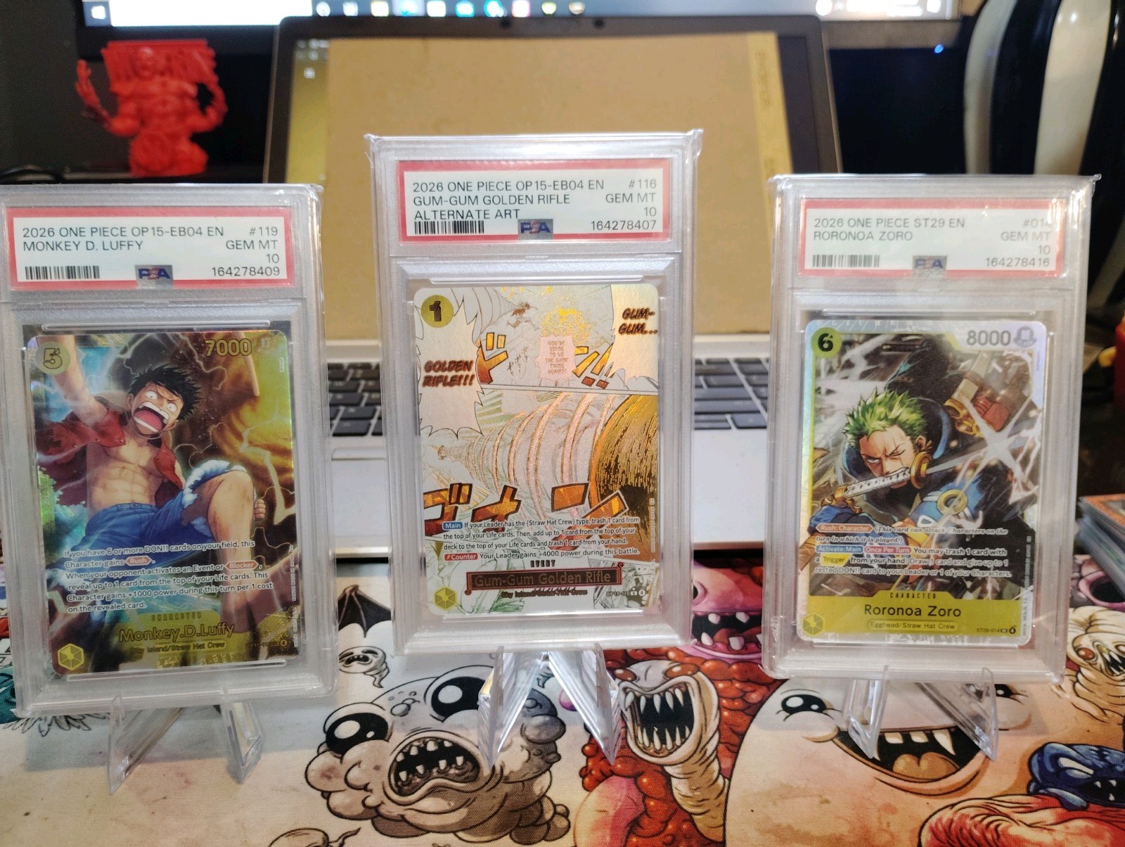 One Piece Psa 10 3 Card Lot (Event Manga Alt Art) (Luffy SEC)(Zoro SR) One Piece Psa 10 3 Card Lot (Event Manga Alt Art) (Luffy SEC)(Zoro SR)