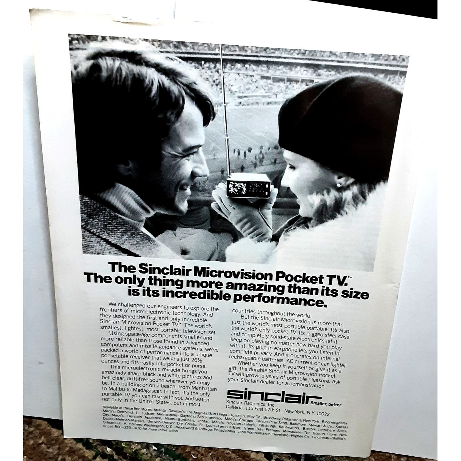 1978 Sinclair Microvision Pocket TV Original Print Ad 1978 Sinclair Microvision Pocket TV Original Print Ad