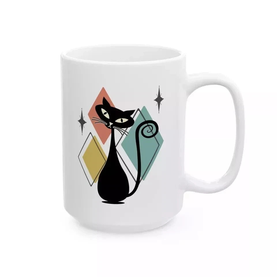 Retro Atomic Cat Ceramic Coffee Mug (11oz, 15oz) Retro Atomic Cat Ceramic Coffee Mug (11oz, 15oz)