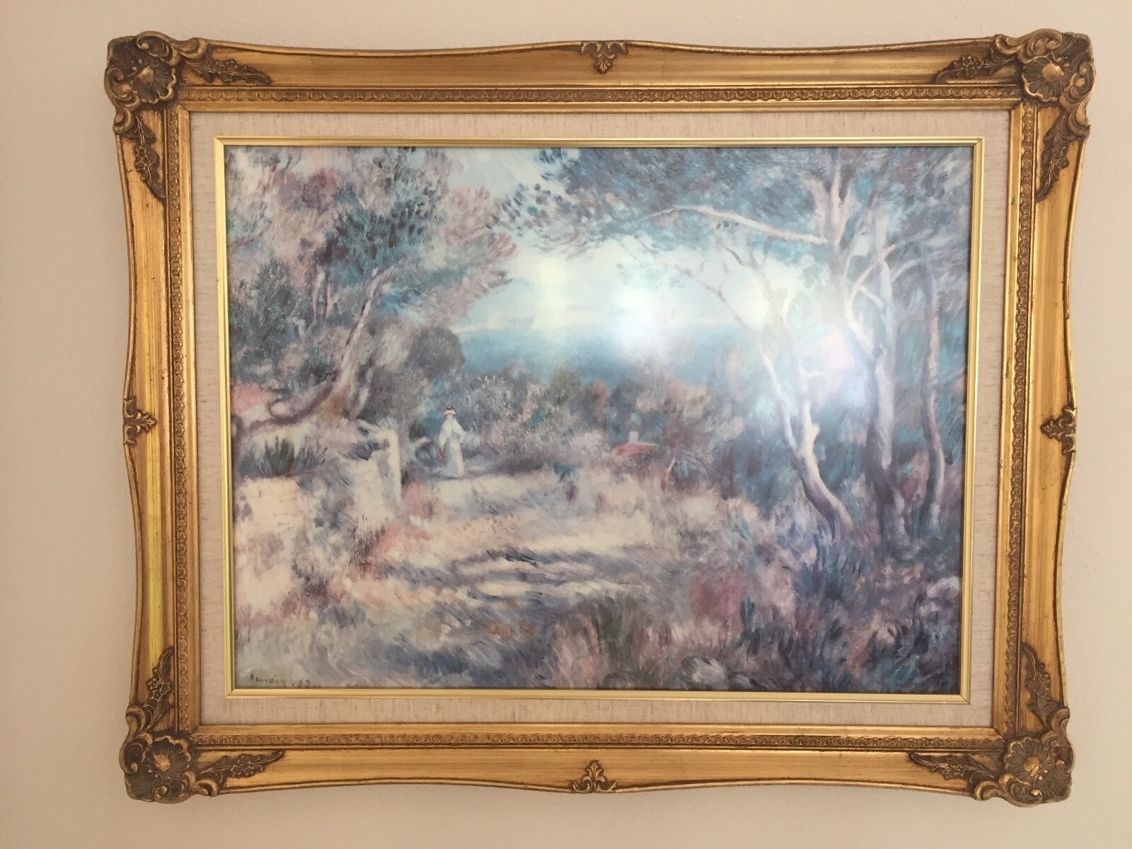 Amazing Wood GILT CARVED Frame With Print of RENOIR Menton