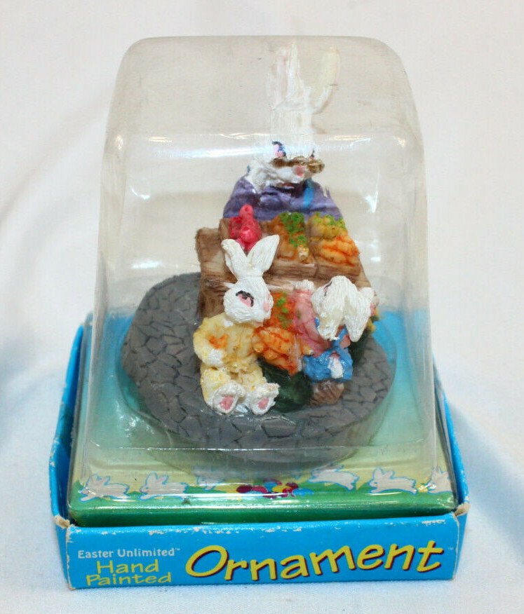 Vintage Easter Bunny Hand Painted Ornaments 2 3/4\