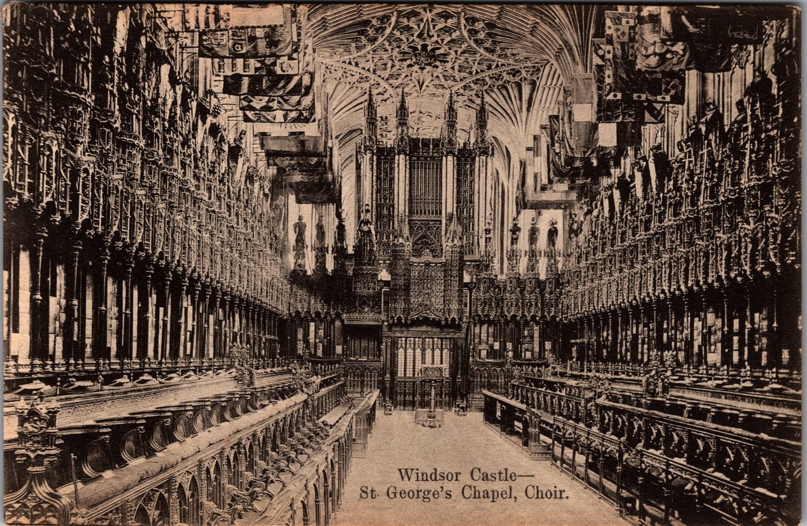 Windsor Castle St. George\'s Chapel Choir Vintage Postcard