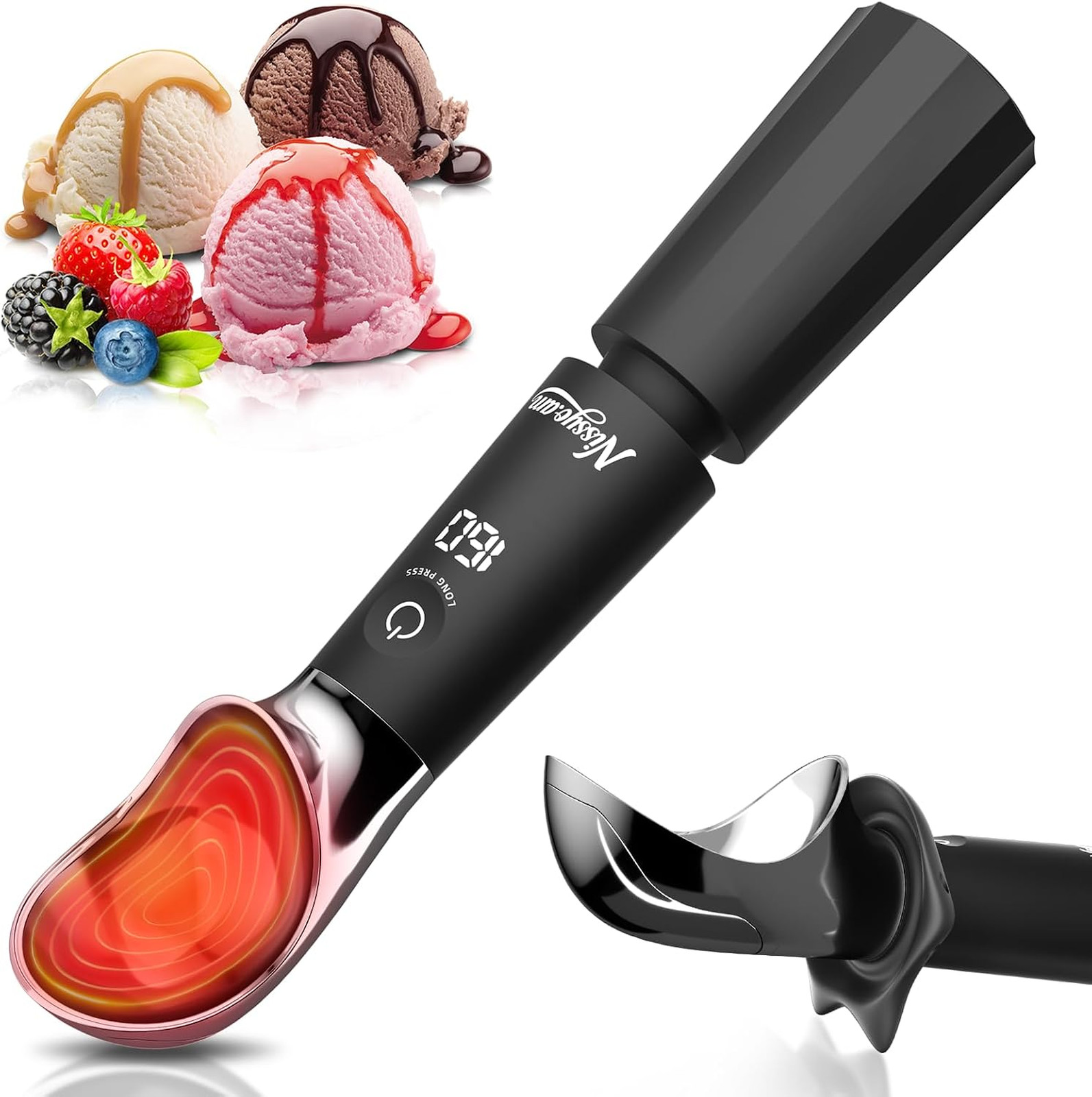 Heated Ice Cream Scoop, Rechargeable Electric Scooper for Hard Ice Cream Heated Ice Cream Scoop, Rechargeable Electric Scooper for Hard Ice Cream