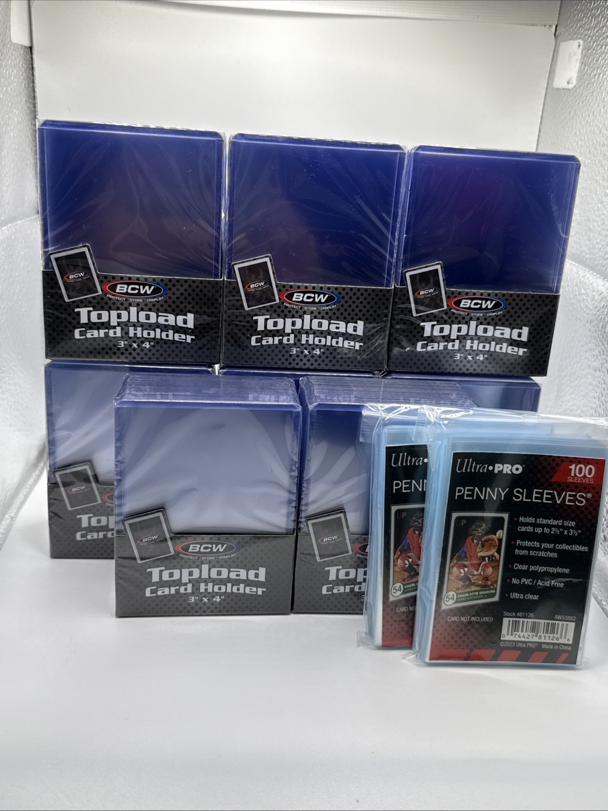 BCW 3X4 35pt Standard Toploaders 8 Packs of 25 (200) with 200 Ultra Pro Sleeves BCW 3X4 35pt Standard Toploaders 8 Packs of 25 (200) with 200 Ultra Pro Sleeves