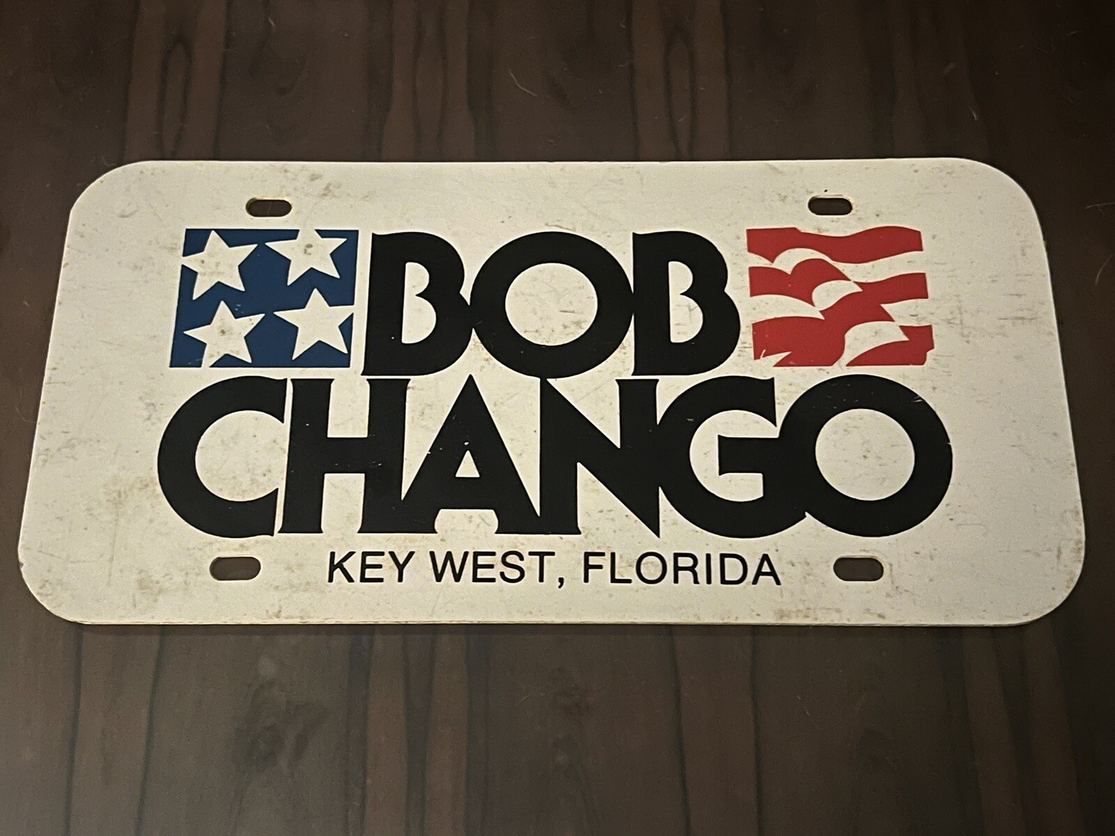 USA Licence Plate. Florida Front, Key West, Bob Chango , Stars Stripes, Vintage