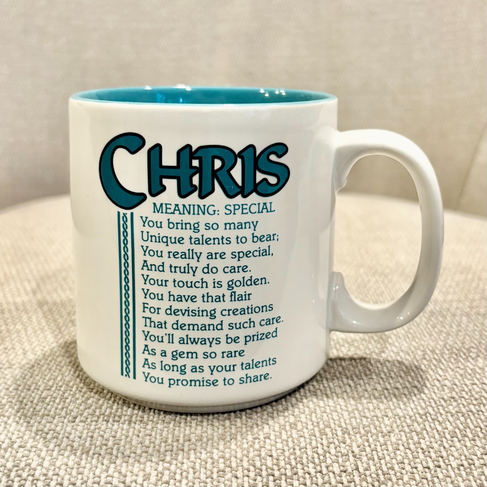 Vintage Papel Chris Coffee Mug Name Meaning Marci G. Poetry Made in Korea Vintage Papel Chris Coffee Mug Name Meaning Marci G. Poetry Made in Korea