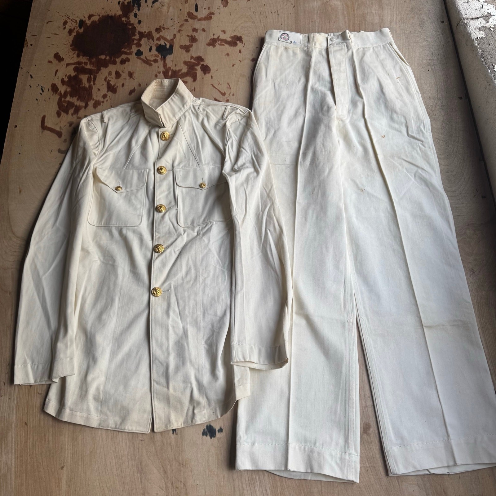 Portlite True Vintage Deadstock 1940s White Sailor Navy Two Piece Uniform Set