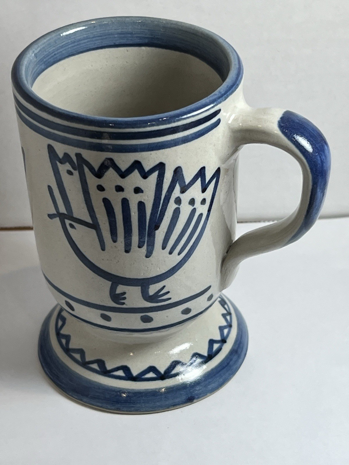 Vintage Louisville Stoneware Coo Coo Bird Footed Mug - Folk Art Pottery
