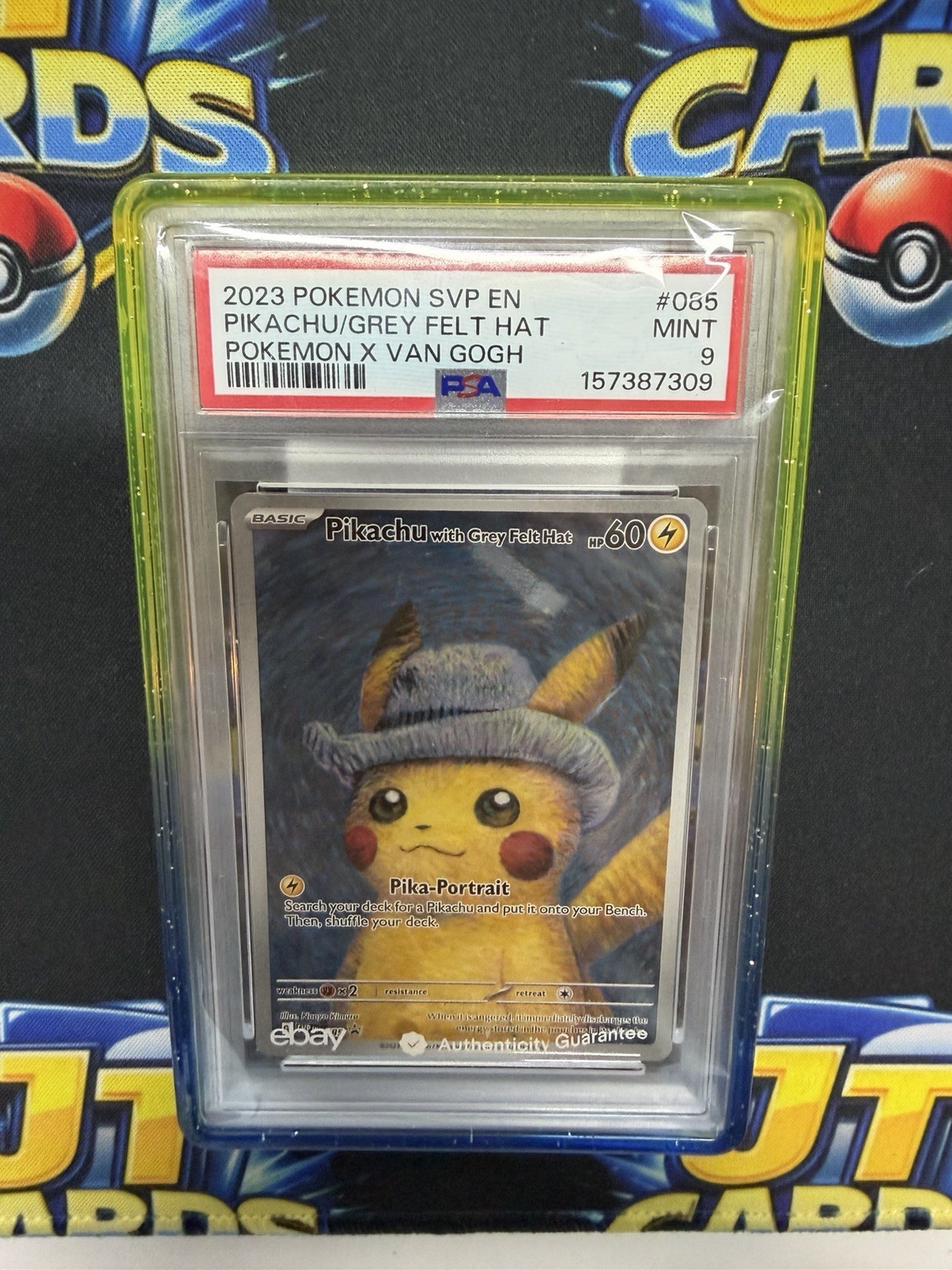 2023 POKEMON X VAN GOGH #085 PIKACHU WITH GREY FELT HAT PSA 9