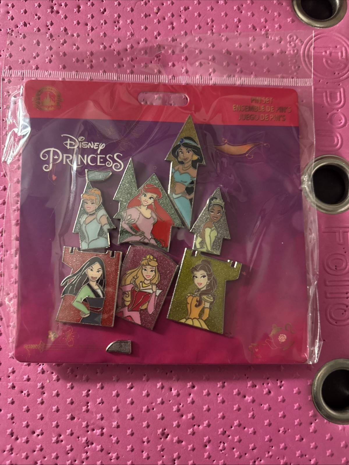 2022 Disney Pin Princess Castle Puzzle 7 Pin Set Belle Ariel Mulan Tiana Aurora 2022 Disney Pin Princess Castle Puzzle 7 Pin Set Belle Ariel Mulan Tiana Aurora