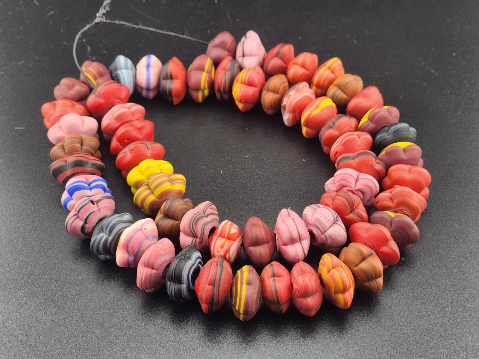 Vintage Venetian Style African Carving Beads 18mm Multi color beautiful Strings