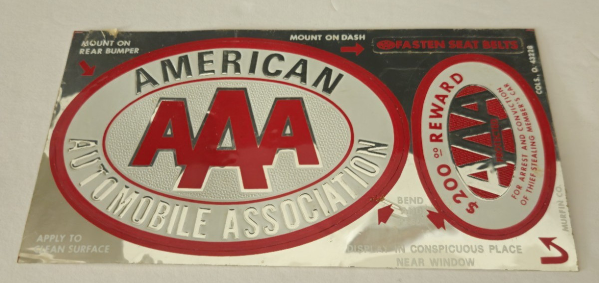 Vintage 1960s AAA Member Sticker Decal Sheet - NOS