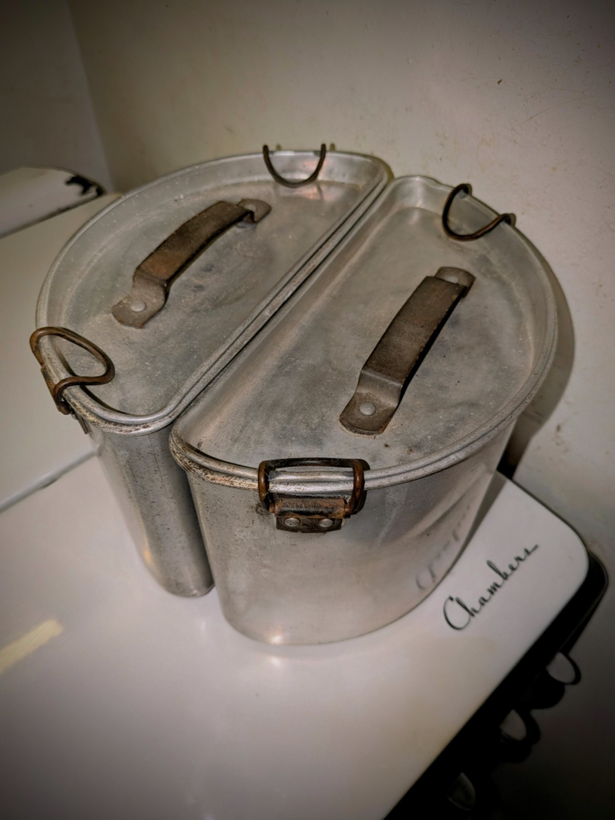Chambers Stove Range Thermowell Double Kettles SET Deep Well Wear-Ever Aluminum