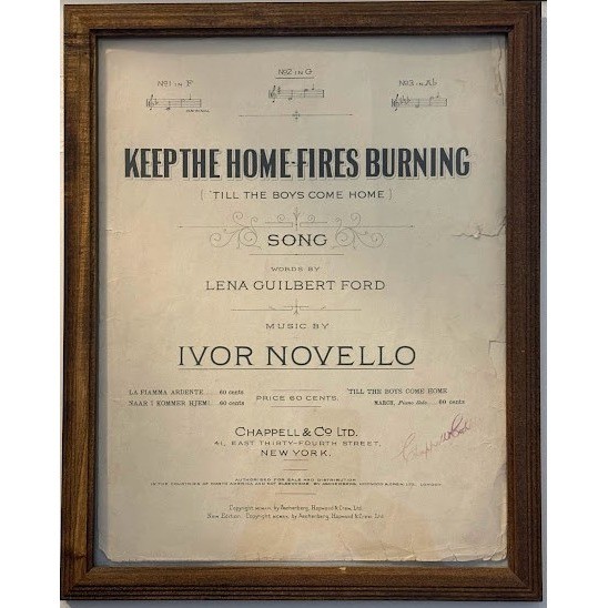 Vintage 1914 Keep the Home Fires Burning Sheet Music Ivor Novello Framed WWI Vintage 1914 Keep the Home Fires Burning Sheet Music Ivor Novello Framed WWI