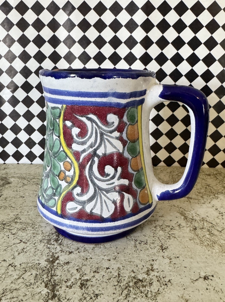 Talavera Patlan Mexico Hand Painted Mug Grape Vine Folk Art Pottery Vintage